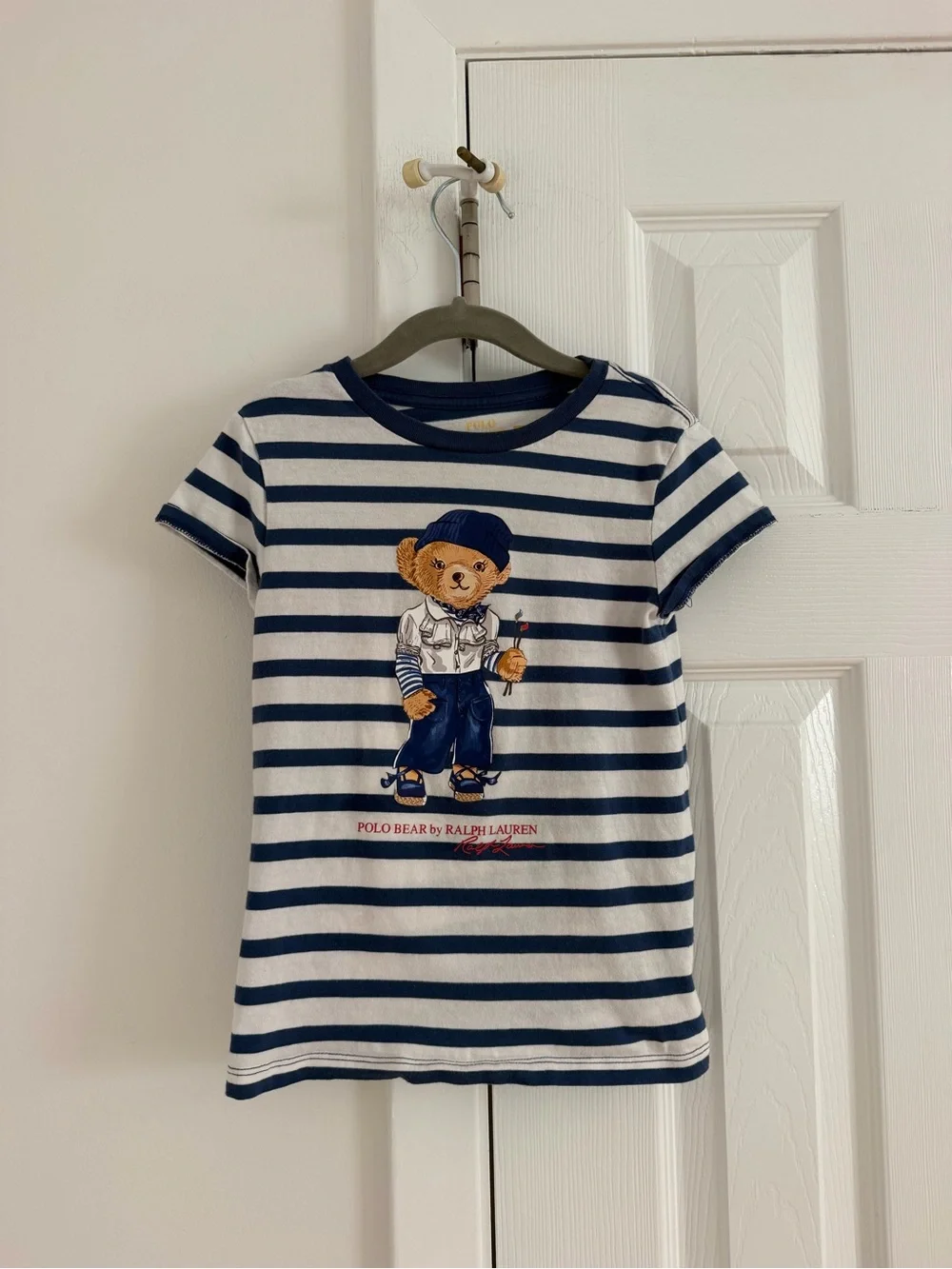 Ralph Lauren Polo Bear Striped Cotton Tee Kids Painting Artist Sailor Coastal 6